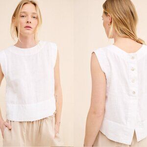Madewell Bateau-Neck Tank in 100% Linen | Medium in Eyelet White